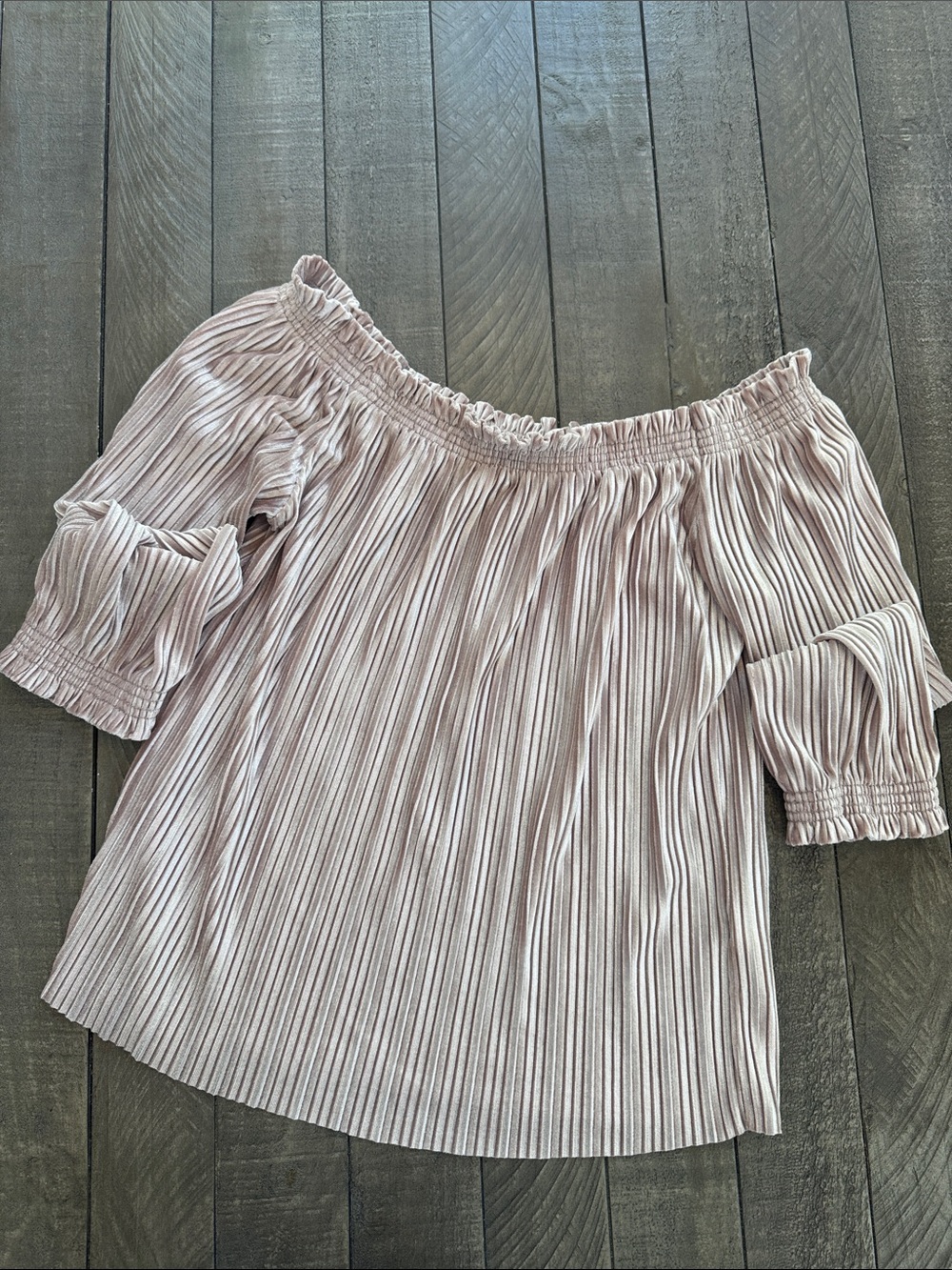 Banana Republic Tan Off-Shoulder Pleated Top